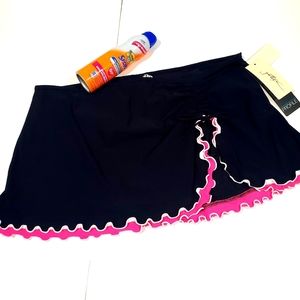 Profile by Gottex Black Pink White Swim Suit Skirt Skort Bottom Size 18W NWT